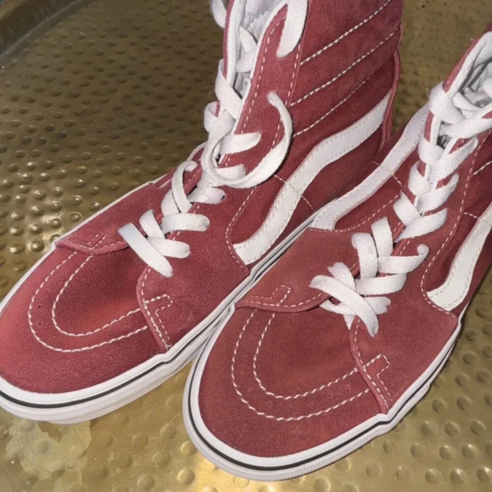 Vans Sk8-Hi Red White Canvas High Top Lace Up Men's Casual Sneakers size 8